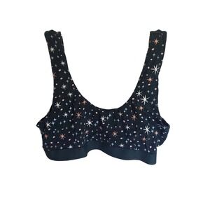 MeUndies Womens XL Scoop Neck Bralette Celestial Star Print Gray Wireless Bra